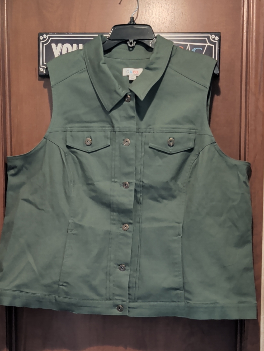 d.e.c.o. Womens Green Sleeveless Utility Vest